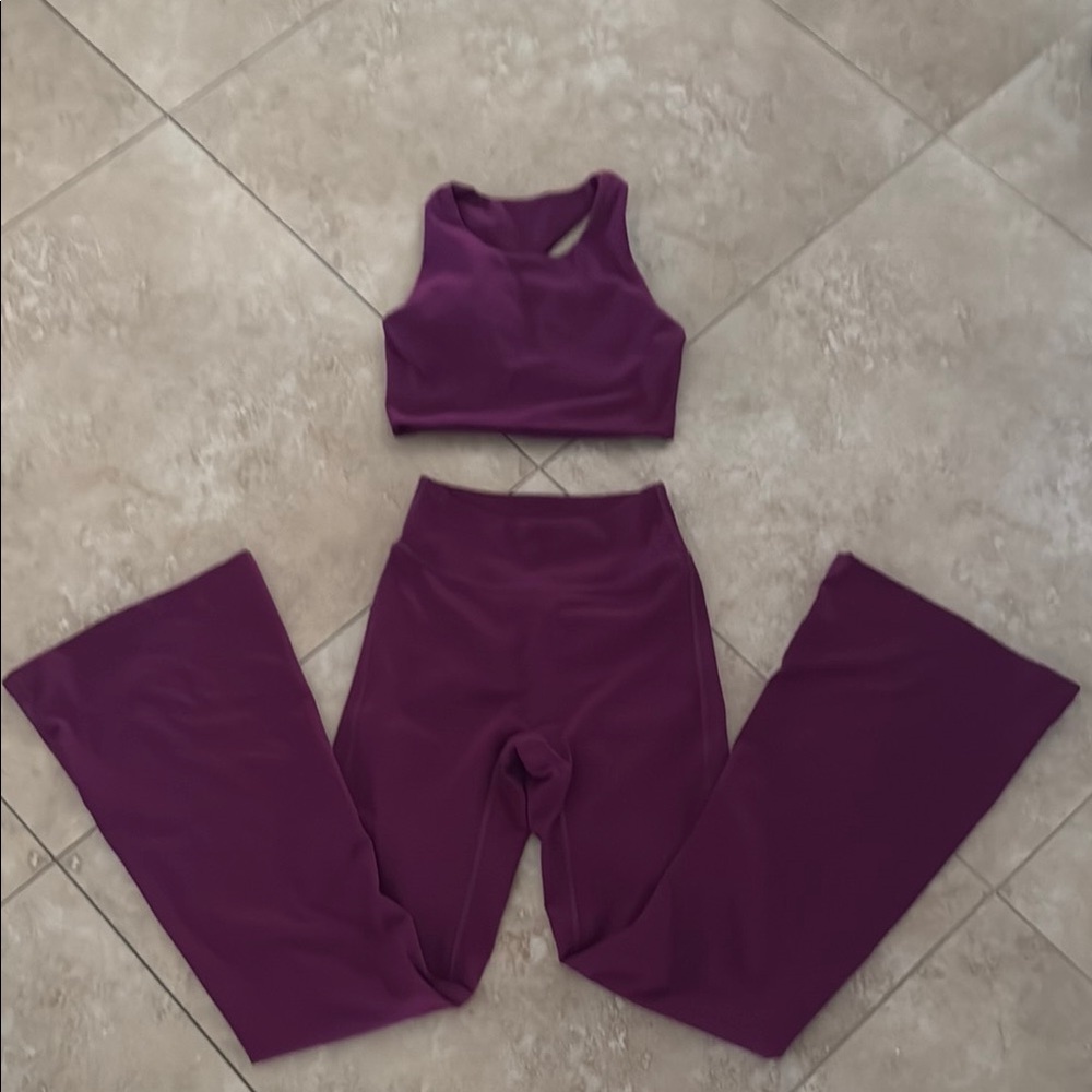 Purple Wide Leg Pants in Stretchy Athletic Fabric small